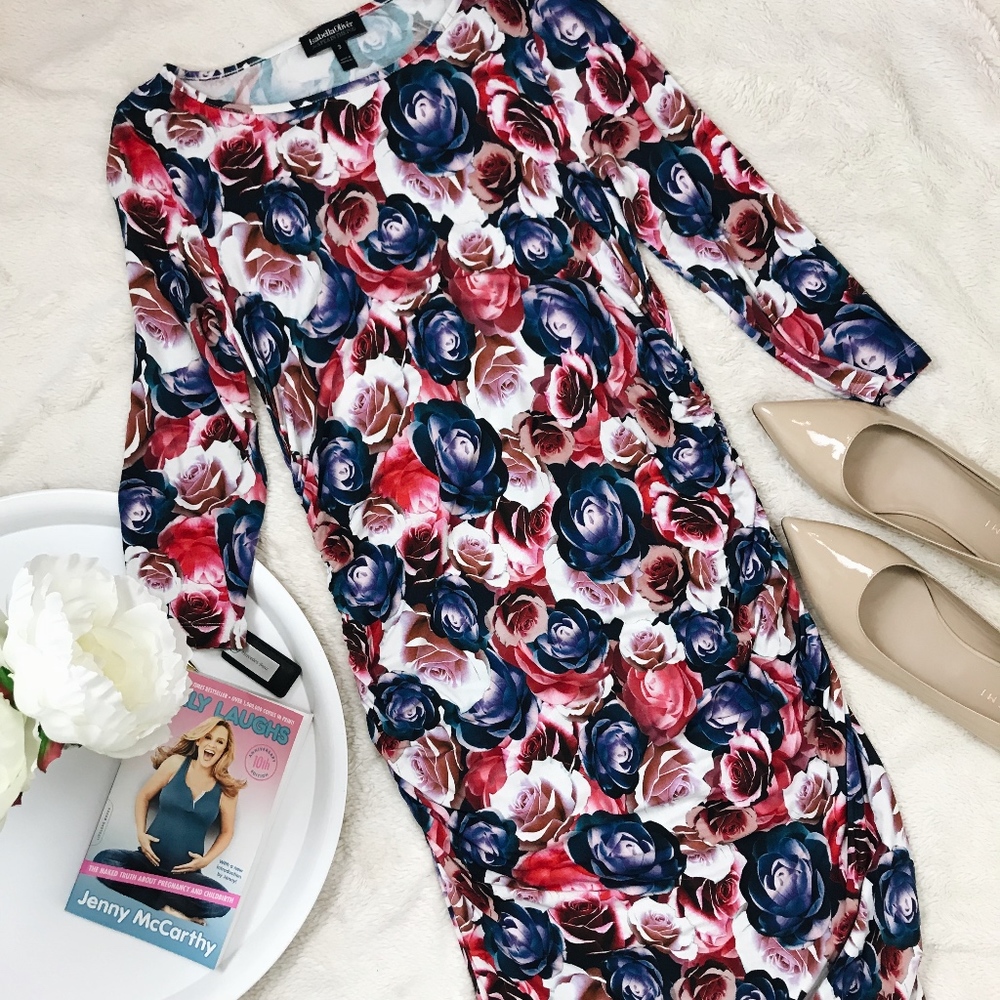 Isabella Oliver Rose Print Maternity Shirt Dress